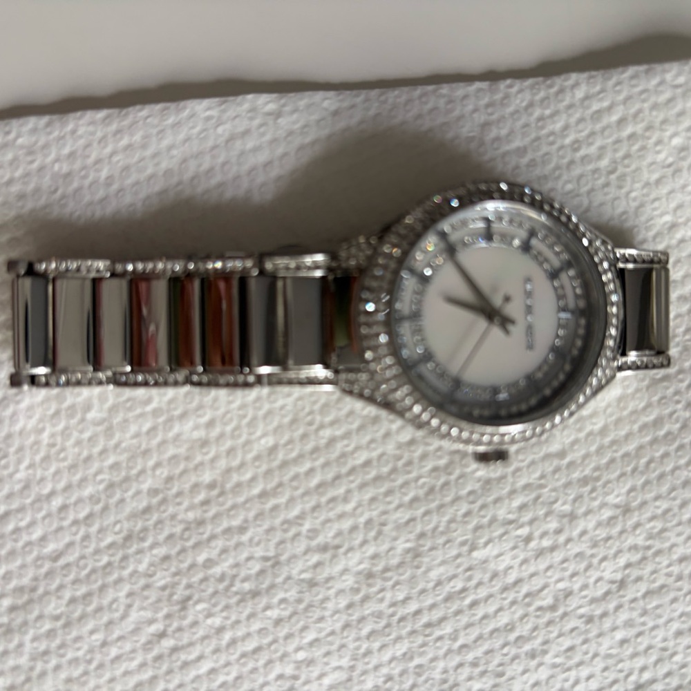 Michael Kors Silver Crystal-Accent Women's Bracelet Watch